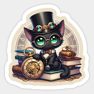 Steampunk Cat - Made by AI Sticker